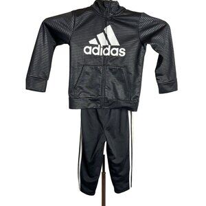 Adidas Child’s Windbreaker Jacket & Jogger size 4 pockets black white